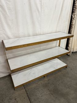 Gold Iron/White Marble Console Table