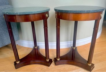 Vintage , marble top Bombay side tables