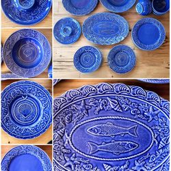 Bordallo Pinheiro Blue Sea Shell Dishes Set-Made in Portugal