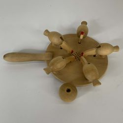 Vintage Folk Art Wooden Pecking Chickens