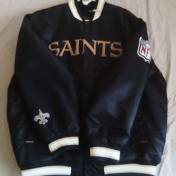 New Orleans Saints NFL Black  Satin Reebok Jacket Size XL