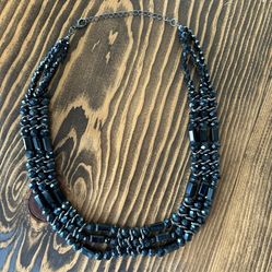 Necklace Women’s Bead Jewelry STUNNING Black Three Strand Shiny Formal Dressy