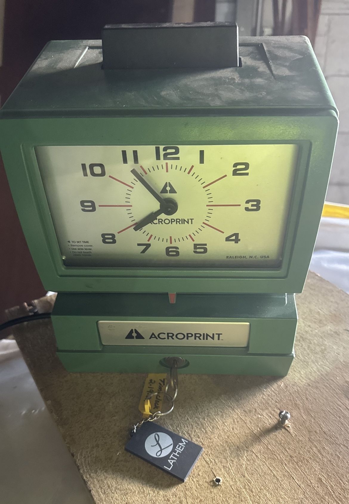 Analog Automatic Print Time Clock Green W/~200 Time Sheets