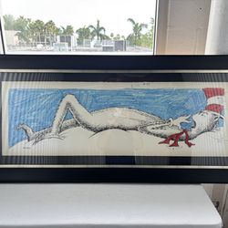 Yawning Cat by Dr. Seuss Framed