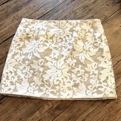 Cream And Beige Floral Mini Skirt 