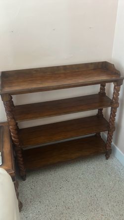 Antique etagere bookshelf distinctive barley-twist