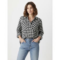 Marc New York Black & White Plaid Flannel – Women’s Size Large