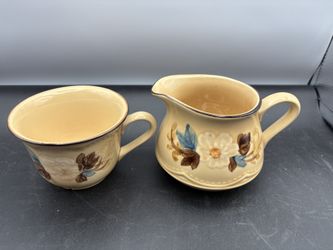 Franciscan Bouquet Creamer And Cup Mug Small Chip On Mug Bottom