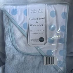 Hooded Towel And Washcloth Set (American Baby Brand) 