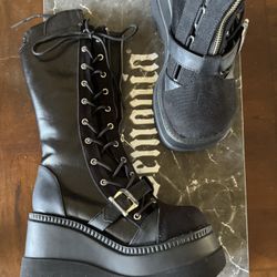 Demonia Boots Panzer Canvas Platform Size 6