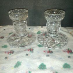 Pair Of Glass Candle Holders, 4"