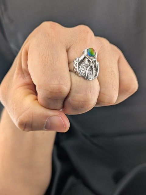 Vintage Sterling Silver 925 Wizard Crystal Ball Ring