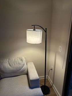 Modern Black Floor Lamp with Fabric Shade