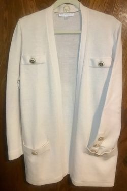St. John Cream Knit Cardigan Sweater