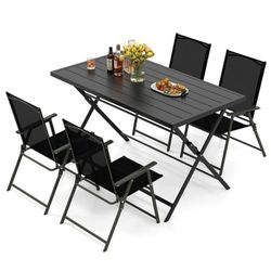 Costway 5 PCS Foldable Outdoor Dining Set