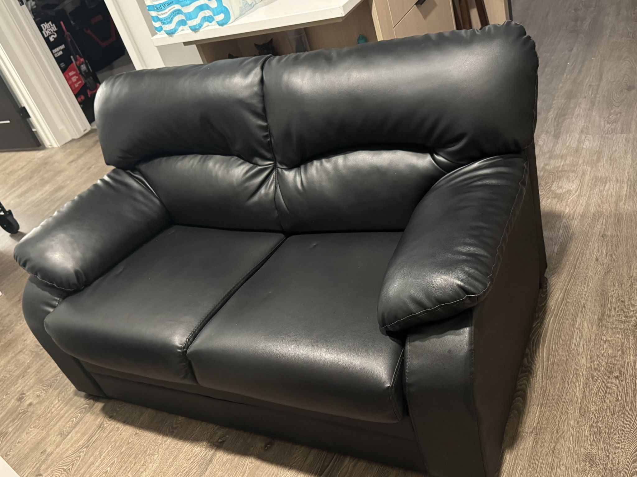 Black Faux Leather Casting Couch