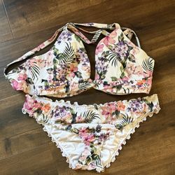 Vibrant Pink and Purple Swim Bra with Adjustable Straps