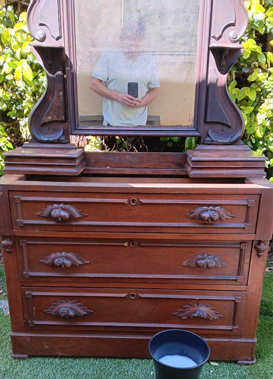 Antique 3 Drawyer Marble Top Dresser w/ Swivel Mirror