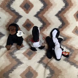 Set of 3 Ty Original Beanie Babies – Stinky, Congo & Loosy – Pre-Owned