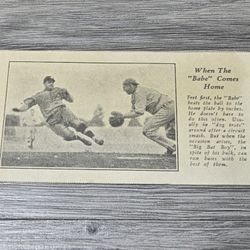 1928 Fro Joy Ice Cream Babe Ruth #4 When the Babe comes home  NY Yankees HOF