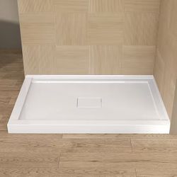 SP4832FDTLC 48 in. L x 32 in. W White Double Threshold Corner Shower Pan