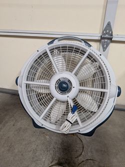 Large Floor Fan White and Blue