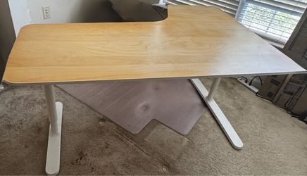L-Shaped Desk with White Metal Frame