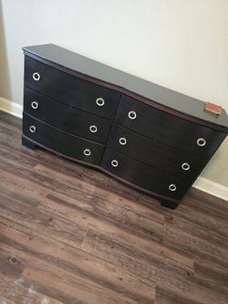 Black Wood 6-Drawer Double Dresser