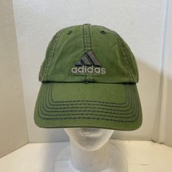 Vintage ADIDAS STRAPBACK Hat Cap OSFA EMBROIDERED LOGO OSFA ADJUSTABLE - GREEN
