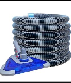 POOLWHALE Professional 1-1/2-Inch x 24-Feet Swimming Pool Vacuum Hoses with Swivel Cuff and Triangular Weighted Flex Vacuum Head, Perfect for Above Gr