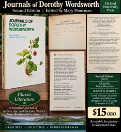 Journals of Dorothy Wordsworth — Second Edition — Oxford University Press — $15 OBO