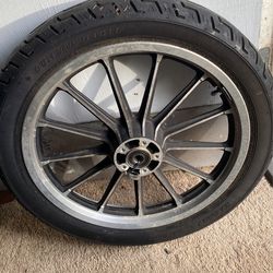 Motorcycle  Rim — Tire Size Is 100/90–19  ( Older Tire )