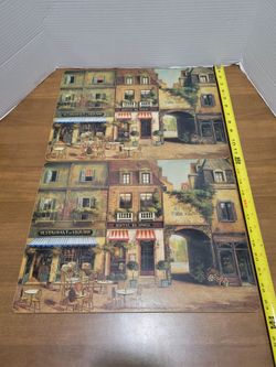 PIMPERNEL Vintage Placements Paris Cafe Restaurant Scene Set of Two
