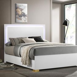 Brand New Queen Bed with Led Lights and Mattress / Cama Queen con Luces Led y Colchón Queen Todo Nuevo a Estrenar - Same Day Delivery 🚚 