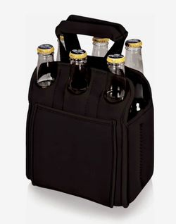Black Neoprene 6-Bottle Carrier Tote