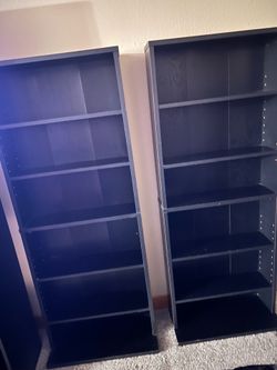 Two Black Adjustable Bookshelf / Storage Shelf