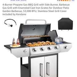 Kendane 4-Burner Propane BBQ Grill w/ Side Burner