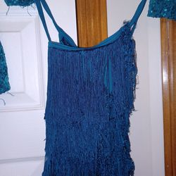 Turquoise Fringed Dance Outfit Size 5