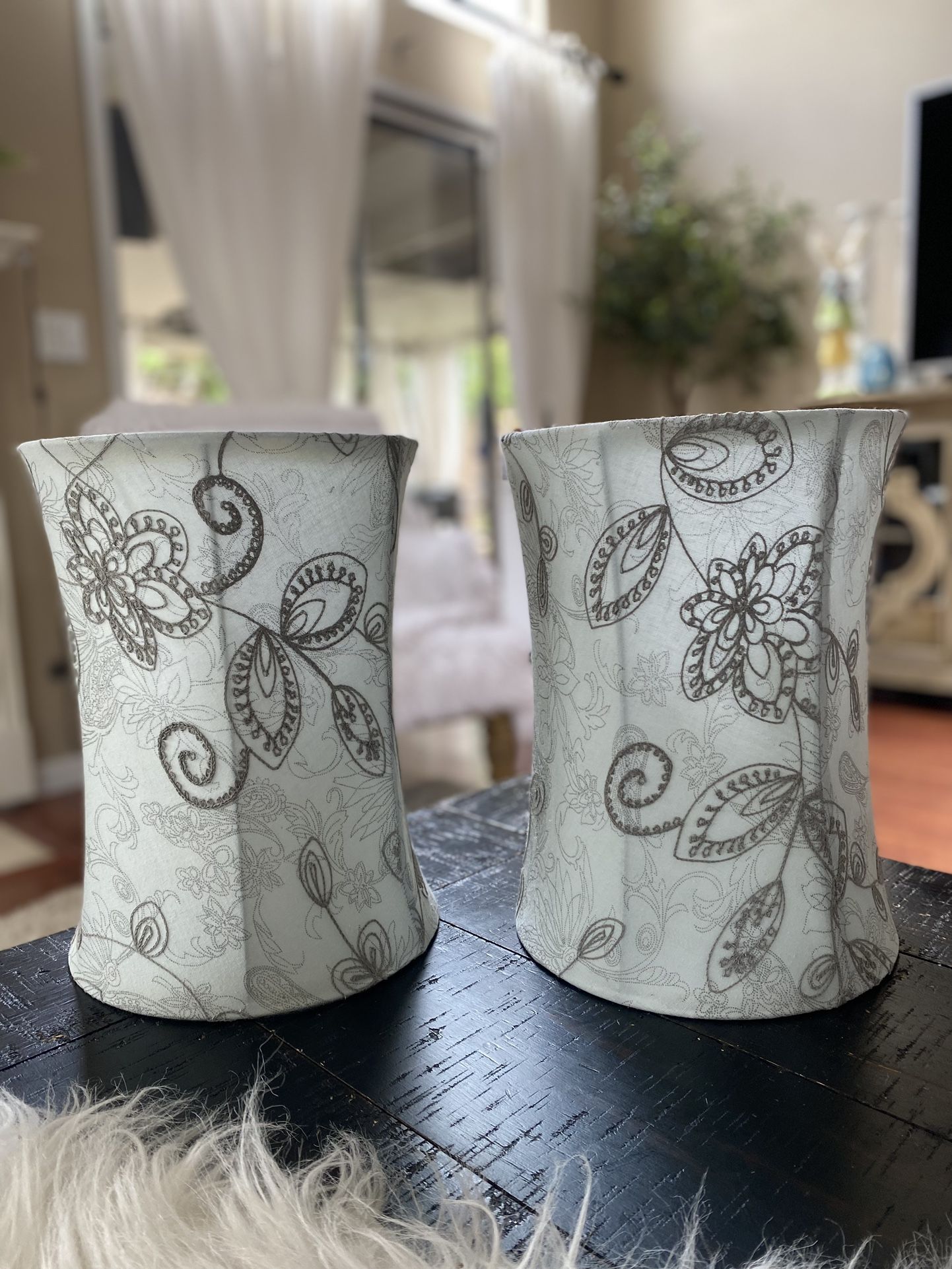 Set Of Gray Hint Of Sky Color Lamp Shades Excellent Condition $30 Set