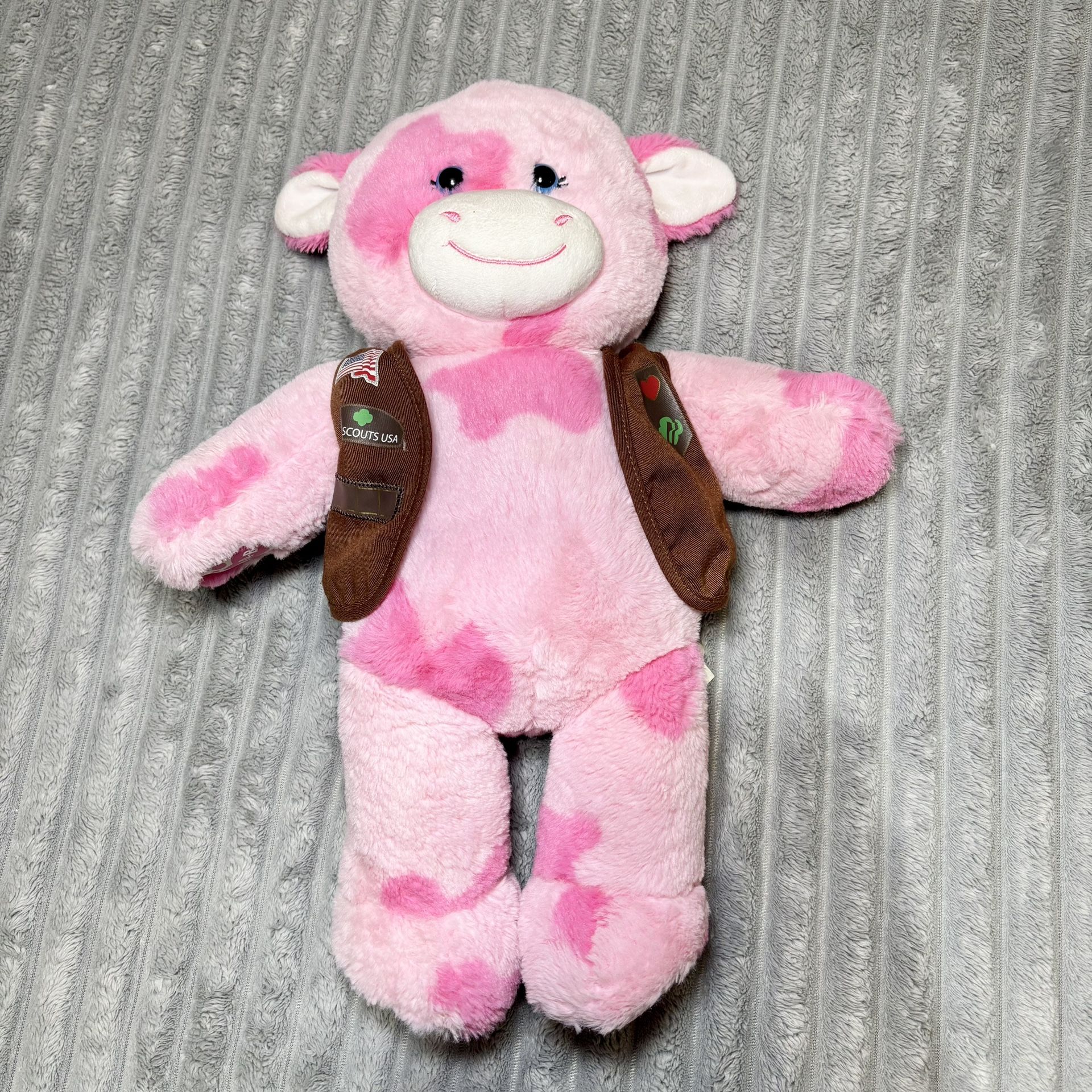 Build-A-Bear Pink Cow with Girl Scouts USA Brown Vest