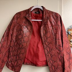 Red Leather Women Jacket