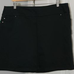 SC & Co Women Pull On Black Denim Skort Skirt w/ Shorts Tummy Control Stretch Pockets NWT~ XXL