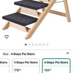 BRIKY 2-In-1 Dog Stairs/Dog Ramp With 4 Steps, Foldable Dog Stairs For High Beds Cars Couch, Durable Wooden Pet Stairs For Small Dogs To Large Dogs, N