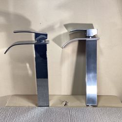 Vessel Sink Faucet,1.77 Inch Wide Body Single Hole Waterfall Tall Bathroom Faucet,Above Counter Lavatory Sink Mixer Tap with Overflow Pop