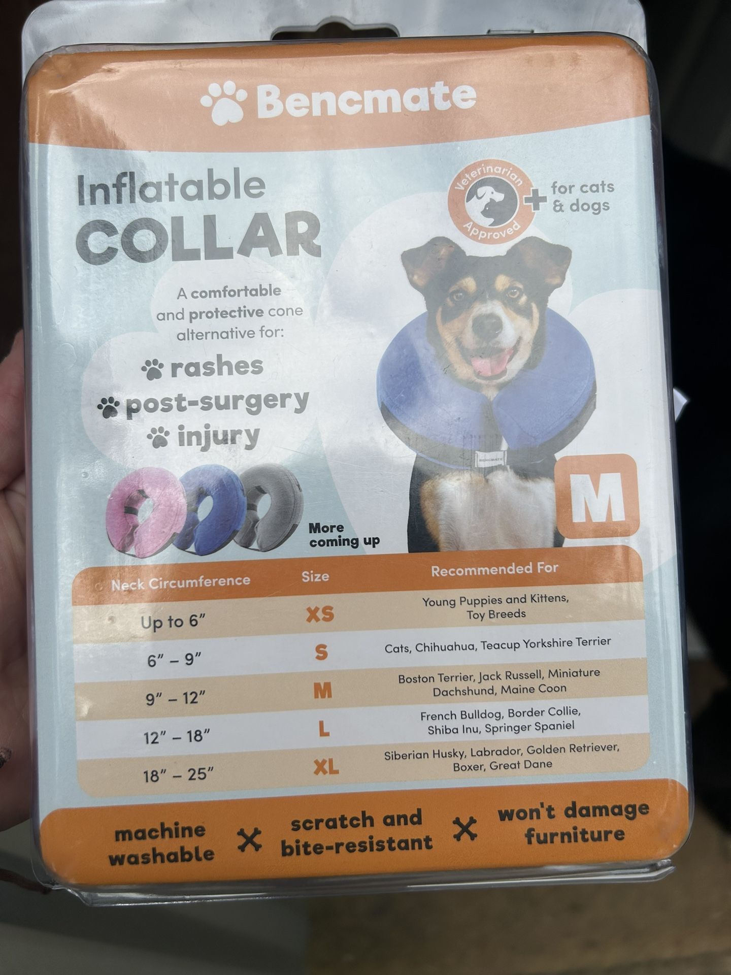 Dog Collar Post Surgery Inflatable Medium Flag 