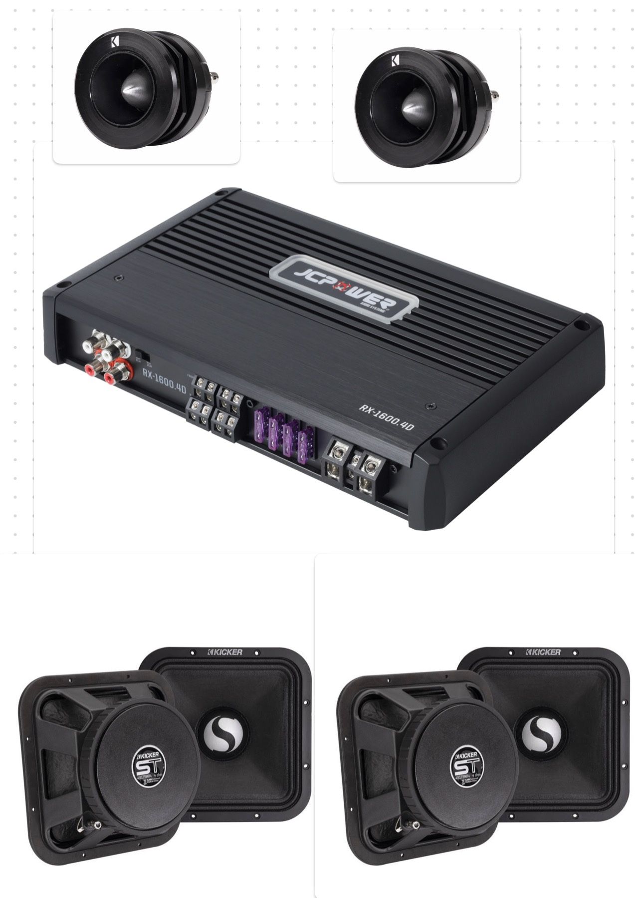 NEW 4 Channel Amp 4 Midrange Speakers Kicker St 7” And Tweeters