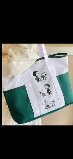 NEW!! Starbucks x Peanuts green/white tote bag
