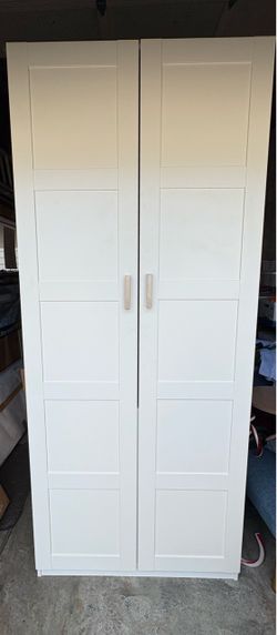 Large White Wardrobe / Armoire with Double Paneled Doors