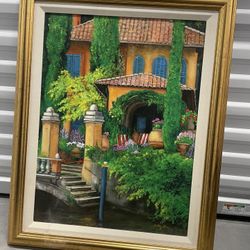 Italian Villa canvas giclee by Betty Lou Barry hand-signed limited edition
