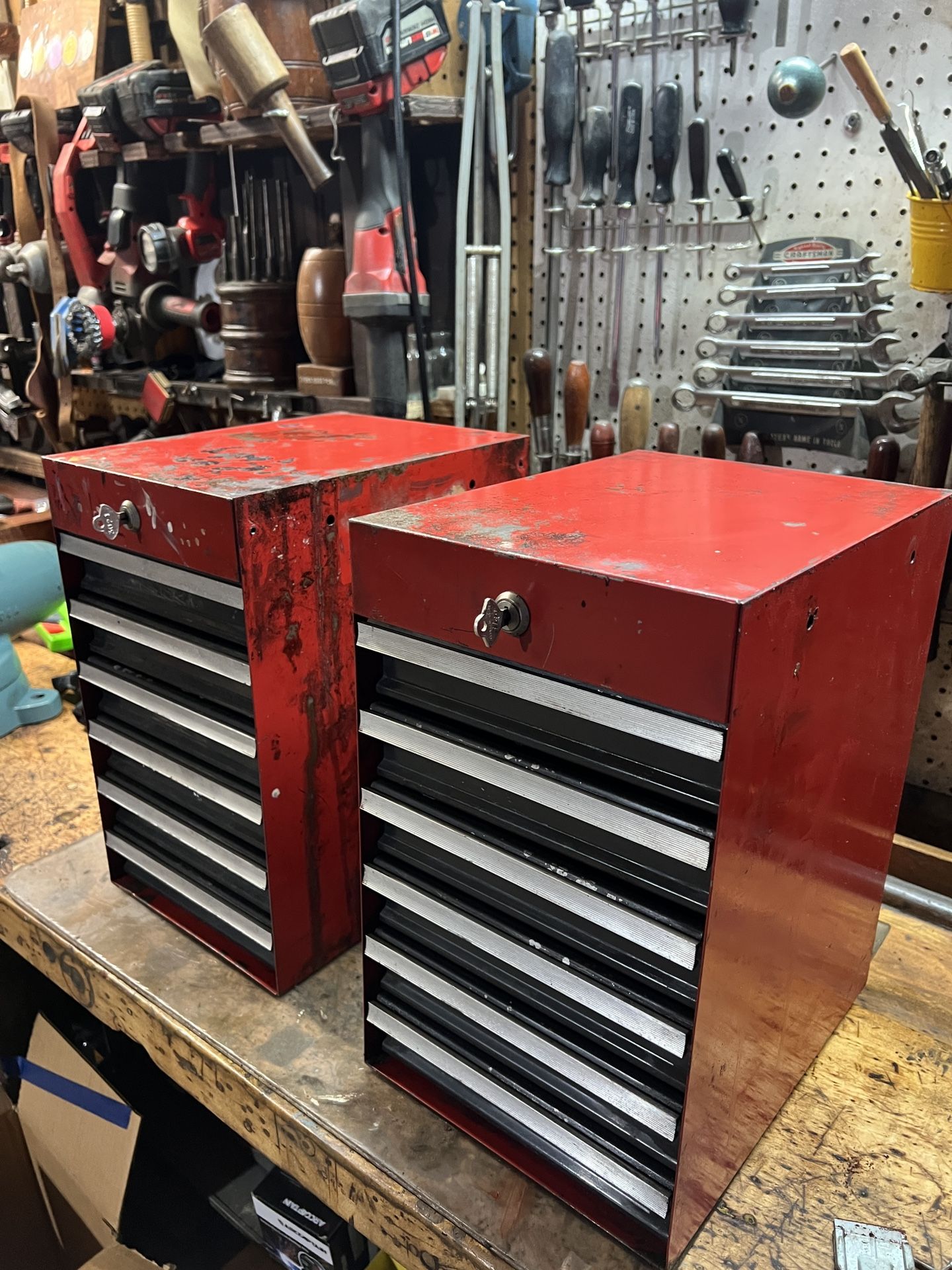 Craftsman USA 6 Drawer Red Tool Caddy Box Side Cabinet With Key